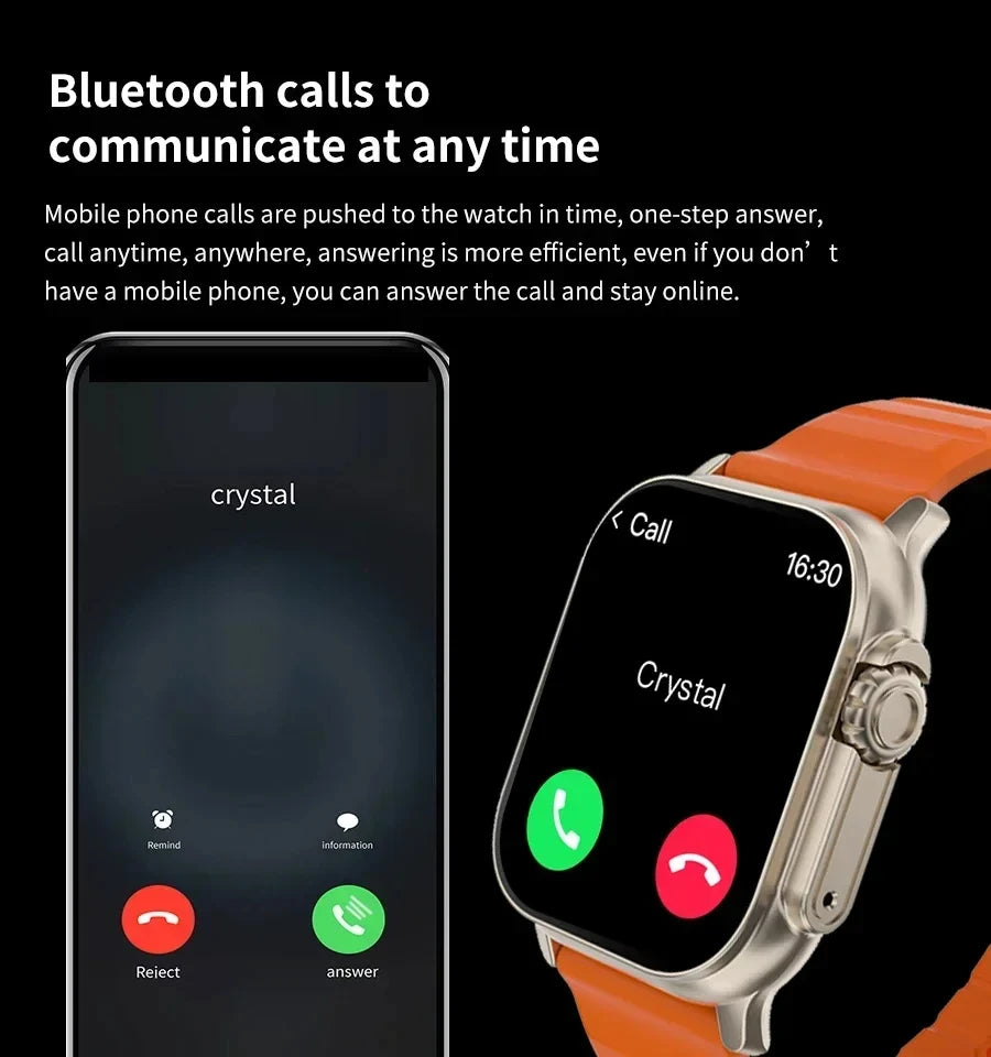 Men's Smart Watch 2.01 Inch HD Screen Bluetooth Call Health Fitness Tracker Multi Sport Mode Smartwatch for Android IOS