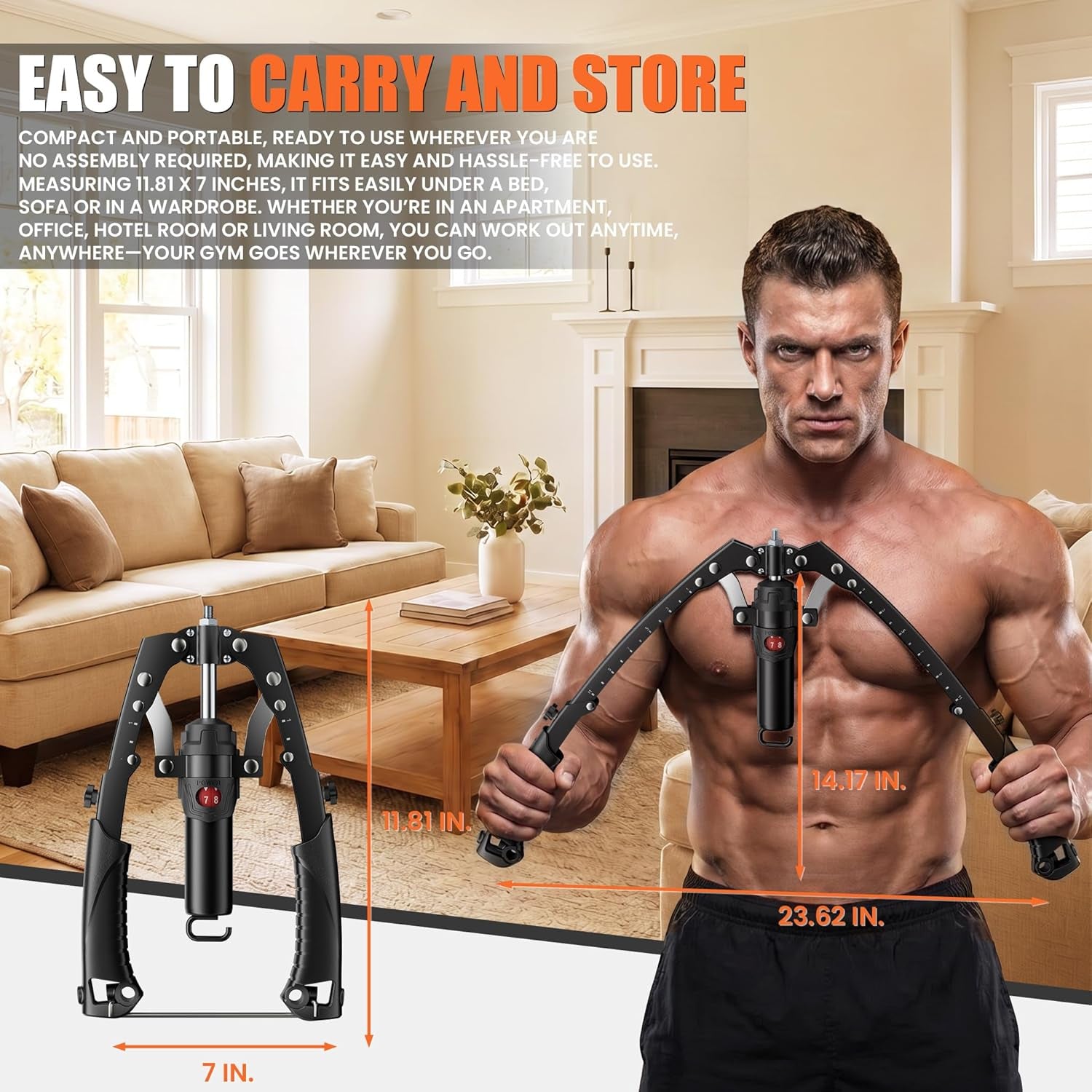 Muscle Trainer & Ab Roller | Home Gym Strength and Core Training Equipment with Non-Slip Handles; Adjustable Resistance Design Suitable for All Fitness Levels