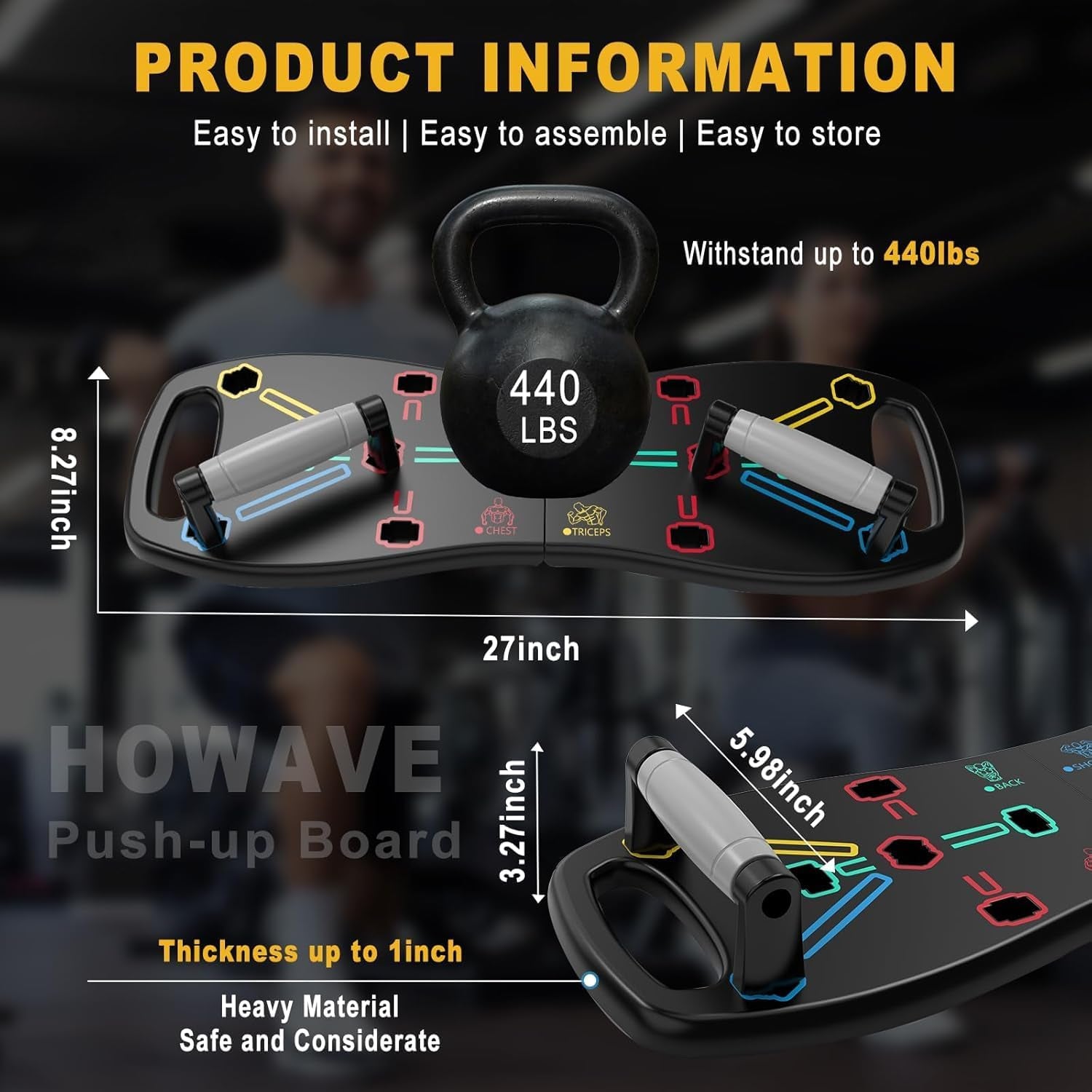 Push up Board, Portable Pushup Board for Men, Foldable Push-Up Board, Multifunctional Push up Board-20 in 1 at Home Gym, Pushup Handles for Chest Muscle Exercise Strength Training Equipment
