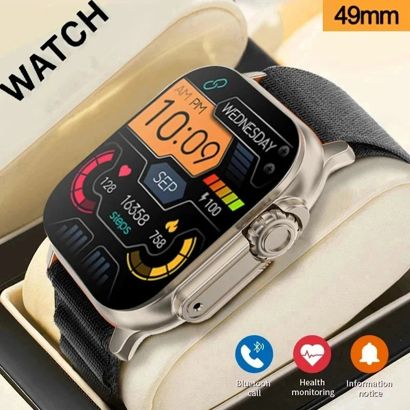 Men's Smart Watch 2.01 Inch HD Screen Bluetooth Call Health Fitness Tracker Multi Sport Mode Smartwatch for Android IOS