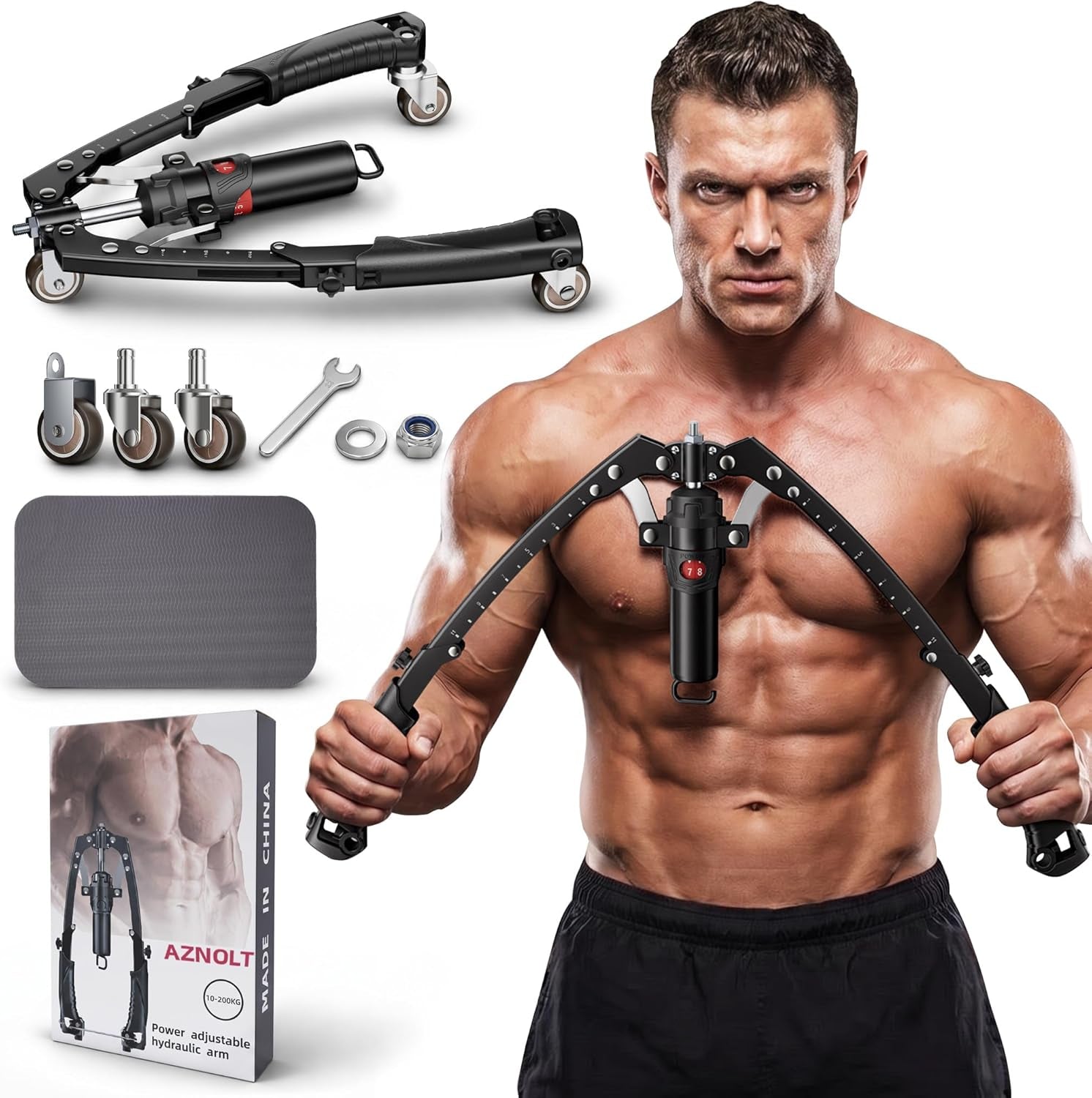 Muscle Trainer & Ab Roller | Home Gym Strength and Core Training Equipment with Non-Slip Handles; Adjustable Resistance Design Suitable for All Fitness Levels